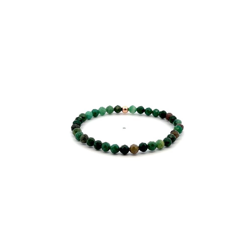 Natural Emerald Gemstones Mini 4mm 18K Rose Gold Charm Bead May Birthstone - Picture 4 of 5